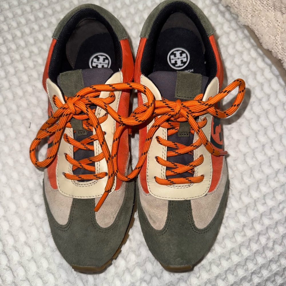 Tory Burch Men's Orange and Green Sneakers